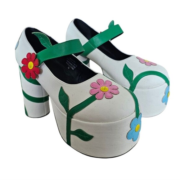 dELiA*s Floral Retro Thru The Motions Platform Flower Mary Janes Shoes size 7 - Picture 1 of 11